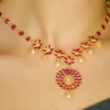 White & Red AD with Swarovski Pearls Necklace Set