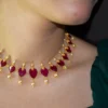 Red Opaque and Swarovski Necklace