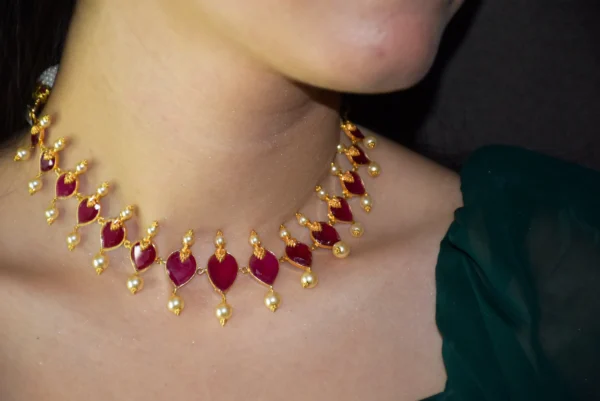 Red Opaque and Swarovski Necklace