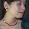 Red Opaque and Swarovski Necklace