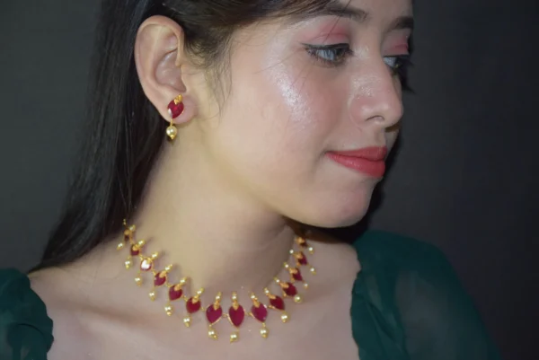 Red Opaque and Swarovski Necklace