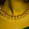 Cream Swarovski and Red AD Necklace Set