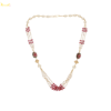 916 BIS Hallmarked Yellow Swarovski & Printed Flower Beads Mala