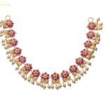 Cream Swarovski and Red AD Necklace Set