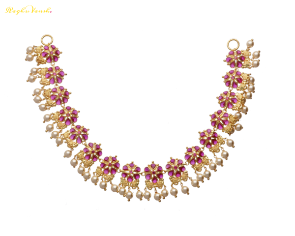 Cream Swarovski and Red AD Necklace Set