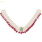 Red Chatham Mani and Aventurine Oval Pota Necklace Set BIS 916 Hallmarked